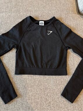 Gymshark Black Long-Sleeve Seamless Crop Top